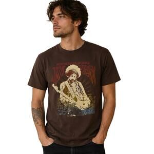 Jimi Hendrix T Shirt Mens L Brown Northern California Psychedelic Graphic Band